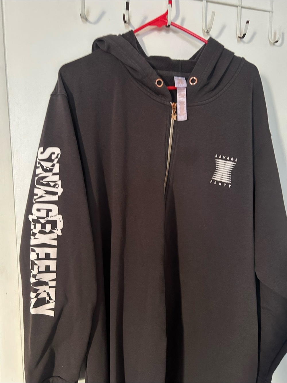 Savage X Fenty Black Bomber Jacket with Gold Hardware